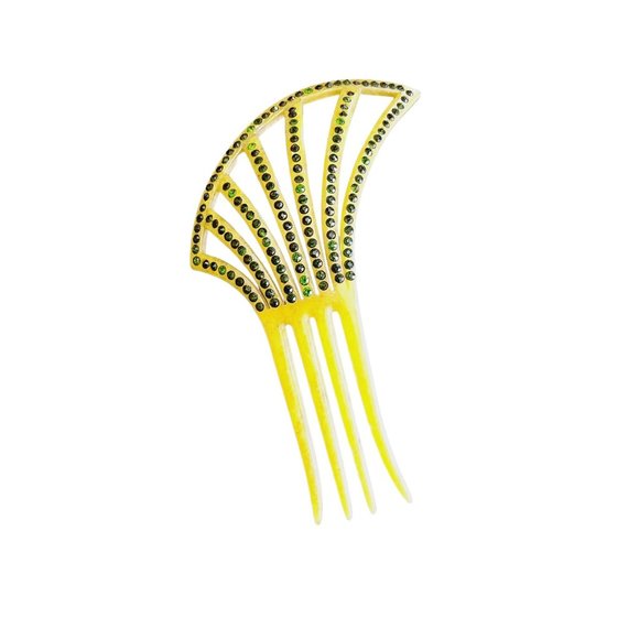 Antique Beautiful Art Deco Flapper Celluloid Rhinestone Comb (A3150)
